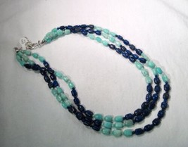 Jay King 925 Sterling Silver Blue Lapis Turquoise? Triple Strand Necklace K1287 - £86.83 GBP