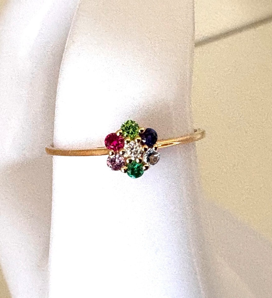14k Gold flower ring sapphire ruby Amethyst cluster gold ring - stone queen Item image 7