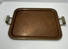 Vintage MCM/art deco  Copper wood Handle tray Empress Ware 14x11 - £30.75 GBP