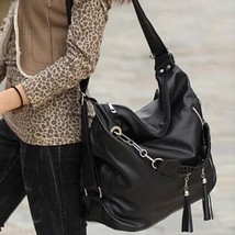 Casual Women Solid Shoulder Handbag New Tassel Chain Shoulder Bag High Quality L - £42.36 GBP