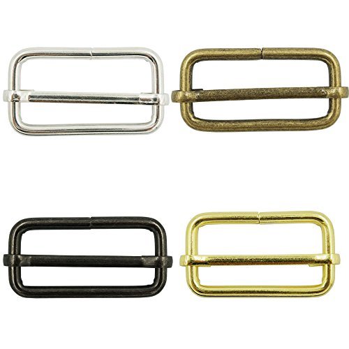 Bluemoona 6 Pcs - 38mm 1.5" Metal Adjuster Triglides Slides 4 Webbing Belt Strap