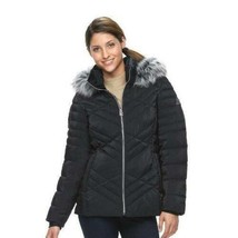 Womens Jacket ZeroXPosur Black Hooded Water Resistant Puffer Snow Winter $180- L - £79.13 GBP