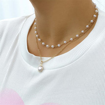 Pearl &amp; 18K Gold-Plated Beaded Pendant Necklace Set - £12.04 GBP
