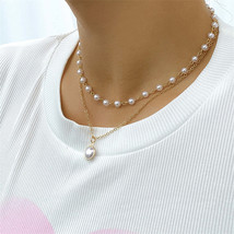 Pearl &amp; 18K Gold-Plated Beaded Pendant Necklace Set - £11.26 GBP