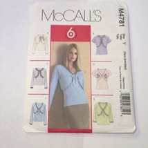 McCall's 4781 Size Xsm-Med Misses' Lined Shrugs and Top - $12.86