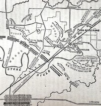 Map 1866 Stone River Battle Ground Civil War Victorian Military Rebellio... - $56.06 CAD