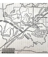 Map 1866 Stone River Battle Ground Civil War Victorian Military Rebellio... - $56.16 CAD
