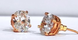 4Ct Oval Cut Simulated Diamond Push Back Earrings 14k Yellow Gold Plated - $14.31
