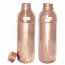 Prisha India Craft (Set of 2) Copper New Bislery Stylish Bottle with Ayurvedic b - £38.53 GBP