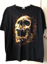 Halloween  T Shirt  SKULL Men&#39;s Sz LARGE  Fruit of the Loom Brand - £14.86 GBP