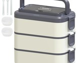 Stackable Bento Box Adult Lunch Box, 3000Ml Large Capacity On-The-Go 3 L... - $35.99