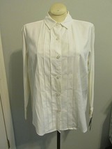 LIZ CLAIBORNE The Perfect Shirt Woman LS BD Pleated Front 1X Off White NWTs - £31.65 GBP