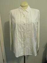 Liz Claiborne The Perfect Shirt Woman Ls Bd Pleated Front 1X Off White Nw Ts - £31.42 GBP