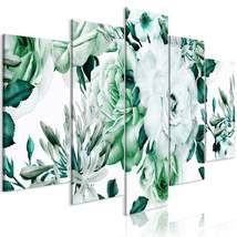 Tiptophomedecor Stretched Canvas Floral Art - Rose Composition Wide Green - Stre - £72.15 GBP+