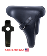 WWII GERMAN LUGER P08 Hardshell BLACK LEATHER HOLSTER WITH TOOLS - $541.32 MXN