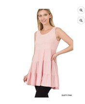 Sleeveless Tiered Ruffle Soft Rayon Tunic Baby Doll Long Flowing Tank To... - €12,62 EUR