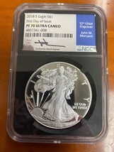 2018-S S$1 American Silver Eagle NGC PF70 Ultra Cameo FDOI Mercanti Signed - £155.69 GBP