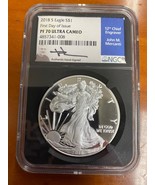 2018-S S$1 American Silver Eagle NGC PF70 Ultra Cameo FDOI Mercanti Signed - $218.29