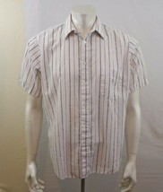 Oakton Men&#39;s Red Gray Striped Short Sleeve Button Up Dress Shirt Size 16... - $7.92