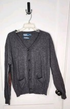VTG Polo Ralph Lauren Merino Wool Cardigan Sweater Elbow Patches XL Gree... - $56.10