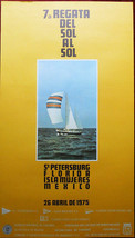 Original Poster Mexico Isla Mujeres Sailing Florida 7 Regata Race 1975 S... - £59.99 GBP
