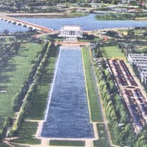 Lincoln Memorial Arlington Bridge Washington DC Vintage Postcard Birds Eye View - £7.81 GBP