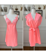 Victoria’s Secret 2pc Coral Chemise Robe Satin Set S - €40,16 EUR