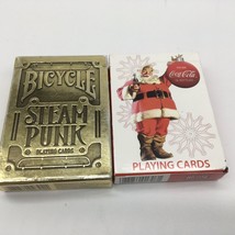 Lot Of 2 Bicycle Playing Card Decks Steampunk And Coca Cola Santa Christmas Card - £10.57 GBP