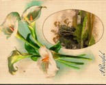 A Peaceful Easter Lilies Silk Winsch Back UNP DB Postcard E3 - $9.85