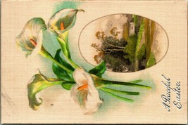 A Peaceful Easter Lilies Silk Winsch Back UNP DB Postcard E3 - £7.74 GBP