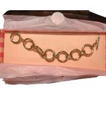 Victoria&#39;s Secret Angel Wing Charm Rhinestones Gold Tone Toggle Bracelet... - $18.55