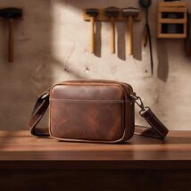Horse Leather Crossbody Bag for Men, Genuine Cowhide Messenger Shoulder ... - $69.00