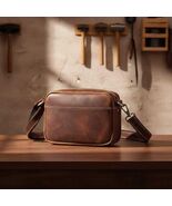 Horse Leather Crossbody Bag for Men, Genuine Cowhide Messenger Shoulder ... - $69.00