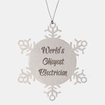 Best Electrician Snowflake Ornament, World&#39;s Okayest Electrician, Presen... - £19.20 GBP