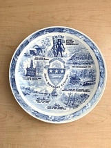 Vintage 1951 Vernon Kilns Detroit 250th Collector&#39;s Plate Blue Transfer Ware - $29.70