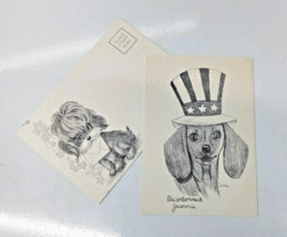 Ann Adams Note Card Dog Bicentennial Jeannie Dachshund Pencil Drawing w/Envelope - £4.76 GBP