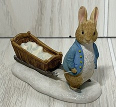 Beatrix Potter Peter Rabbit with Sledge 2010 figurine figure bunny bobsled snow - £31.64 GBP