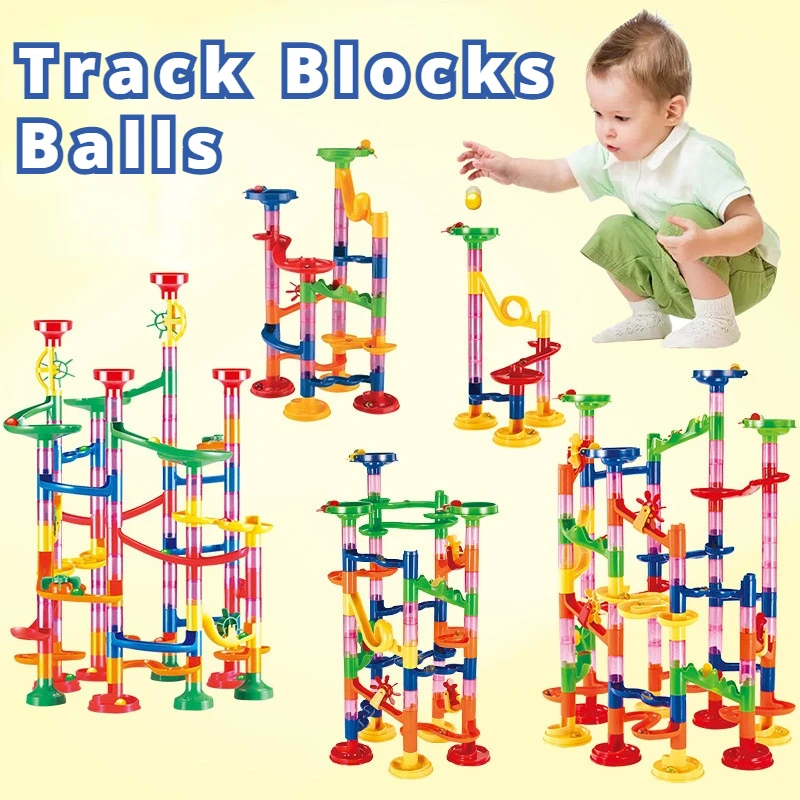 DIY Marble Run Building Blocks Maze Balls Track Slide Toys For Children - £11.59 GBP+