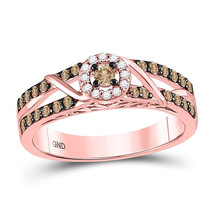 10kt Rose Gold Round Brown Diamond Bridal Wedding Engagement Ring - £473.93 GBP