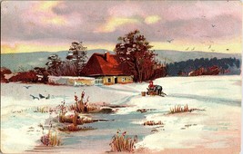 Tucks Postcard Antique O&#39;er Hill and Dale Series No 132 Snowy Winter Landscape - £7.96 GBP