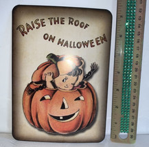 Halloween Decor Raise The Roof Vintage Style Die Cut Jack-O-Lantern 5 X 7” - £3.15 GBP