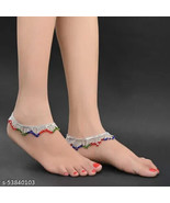 Kundan Silver Plated Anklet Payel Pajeb Punjabi Jewelry Set Temple Banjara8 - €15,60 EUR