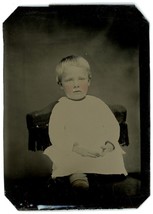 CIRCA 1860&#39;S 1/6 Plate Hand Tinted TINTYPE Featuring Adorable Child Sitting Down - £9.53 GBP
