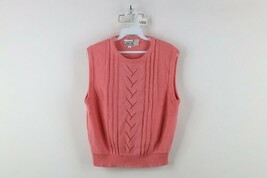 Vintage 90s Streetwear Womens Large Blank Chunky Ribbed Knit Sweater Ves... - $33.62