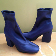 NEW! Marc Fisher ICELA Navy Blue Satin Ankle Booties Sexy Glam Boots 7 M $200 - £57.07 GBP