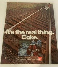 1970 Coca Cola Real Thing, Railroad Tracks Vintage Print Ad - $7.88