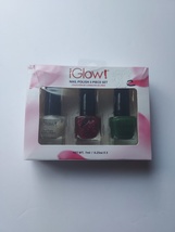 iGlow Nail Polish 3-piece Shimmer Nail color Set in Box - New - £12.58 GBP