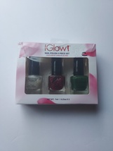 iGlow Nail Polish 3-piece Shimmer Nail color Set in Box - New - £11.95 GBP