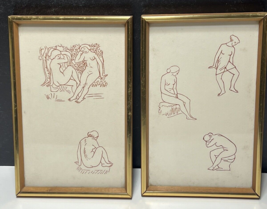 Aristide Maillol Two Framed Woodcuts 5 Images Nudes Odes of Horace c1939 - £233.15 GBP