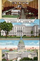 Madison Wisconsin Multi View Lawrence&#39;s Restaurant State Capitol Postcard X5 - £8.00 GBP